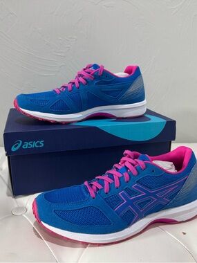 ASICS Lyteracer TS Women's Running Shoes Blue Pink US 9 EU 40.5 Low Top